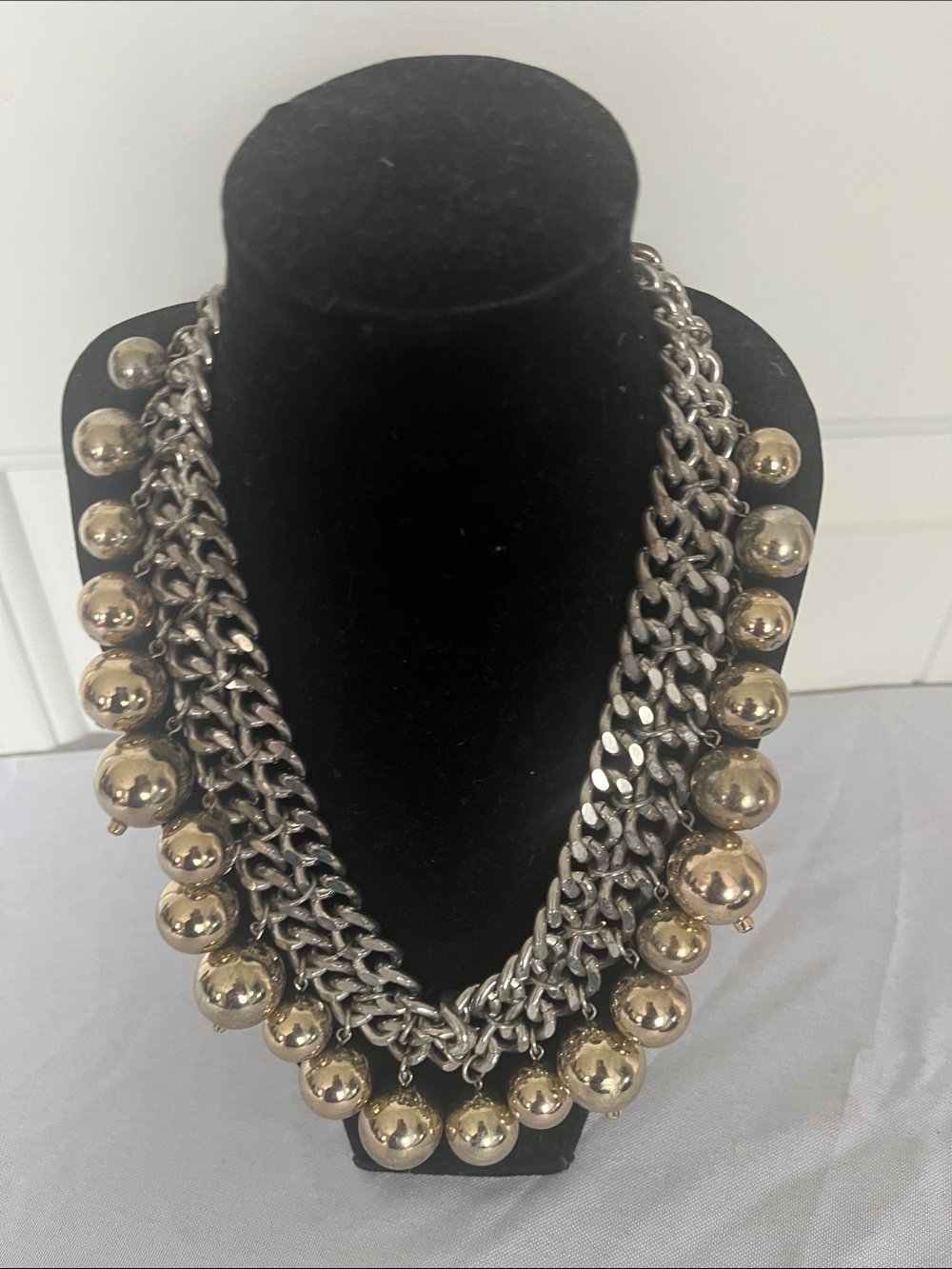 Two-Tone Layered Ball Chain Necklace — Silver and Gold